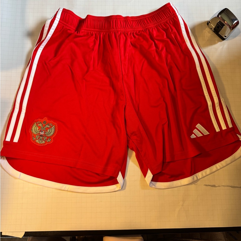 adidas Bright Red Drawstring Athletic Shorts with White Tags